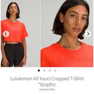Lululemon All Yours Cropped T-Shirt *Graphic Autumn Red Womens sz M EUC